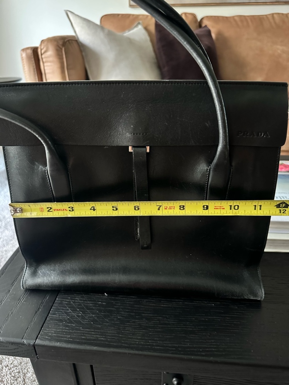 Vintage 1999 Prada B9536 Hunting Leather Tote - Nero - Picture 6 of 8